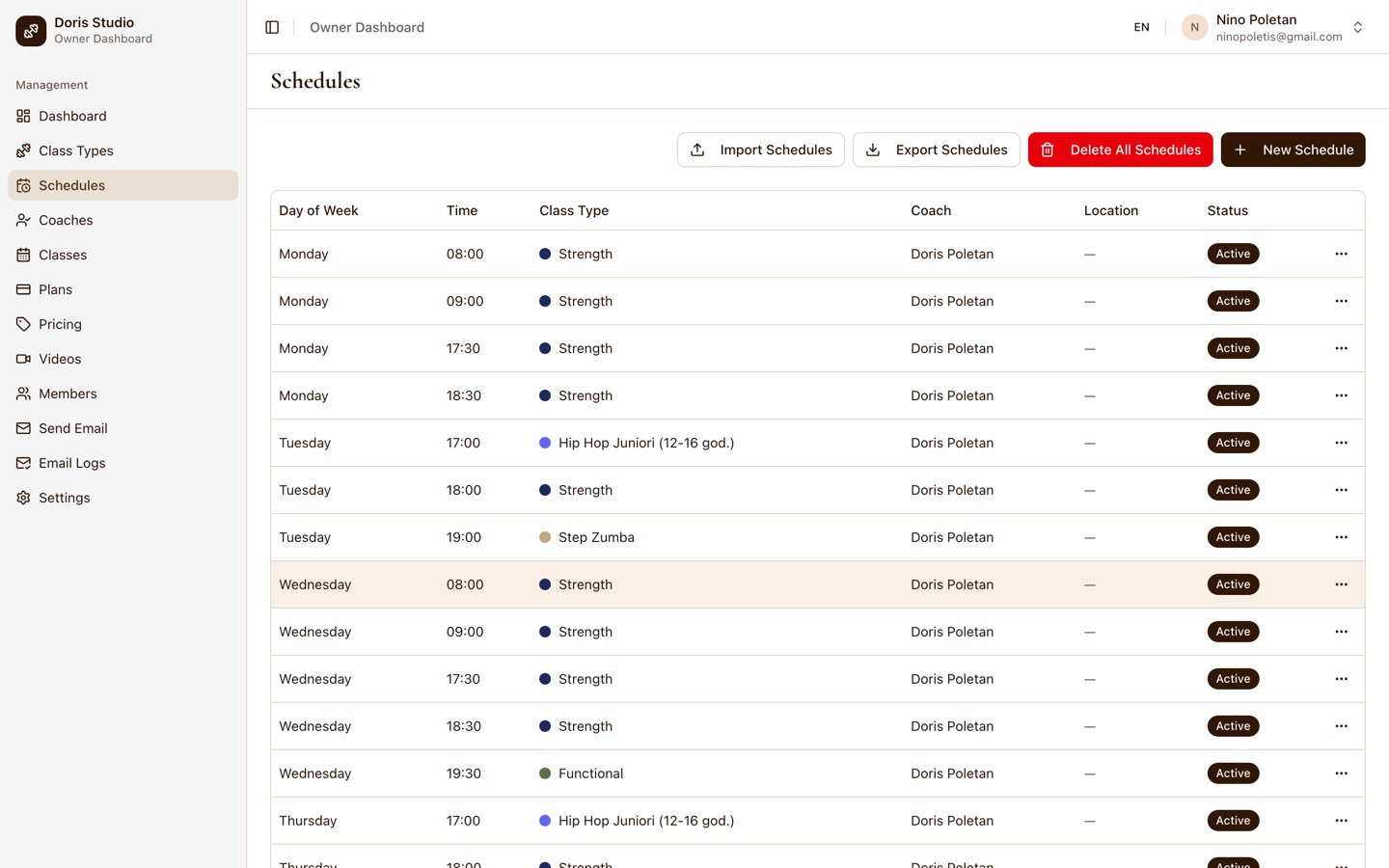 Admin Dashboard - Schedule Management & Configuration